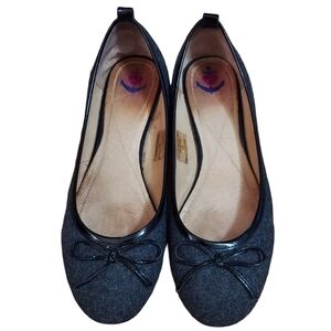 JC Love Fab Wool/Leather Bow Ballet Flats